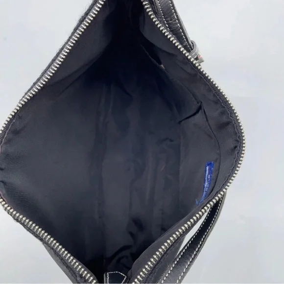 Auth Burberry Blue Label Nova Check Nylon Black Hand Bag - Picture 11 of 16